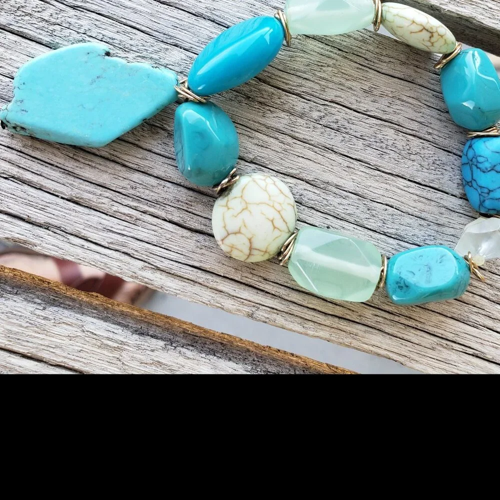 Chico's Chunky Faux Turquoise Stretch Bracelet - Picture 5 of 5